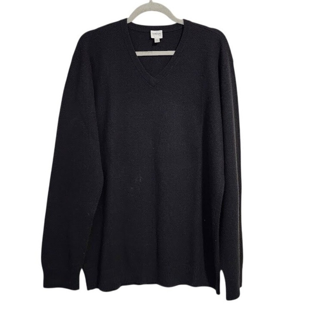 ARMANI‎ COLLEZIONI 100% Cashmere V Neck Sweater Charcoal XL
